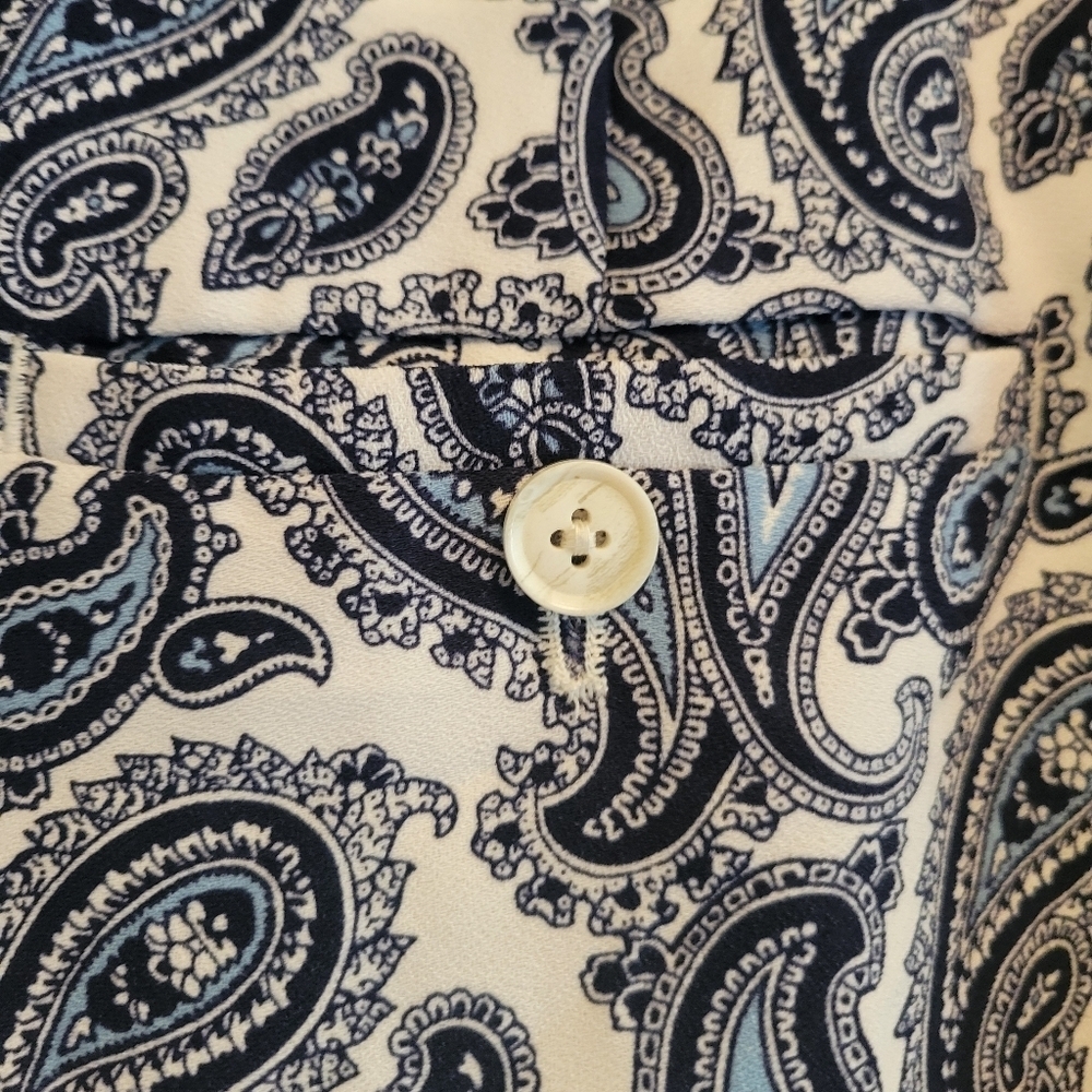 Banana Republic Avery Paisley Pants Blue White Womens Size 8 Spring Summer - Picture 6 of 8